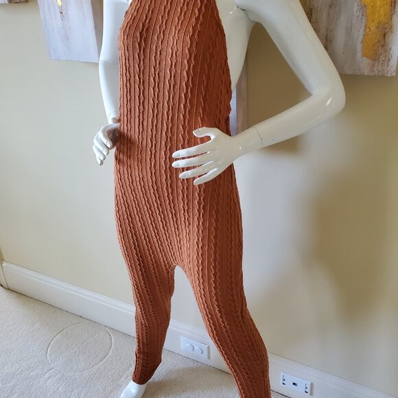 Women's Brown Stretch Knitted Two-Piece Outfit SZ L - Picture 9 of 13